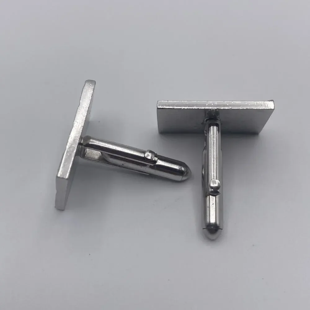 Swank Rectangular Silver Tone Cufflink Mid Century Vintage Geometric Design